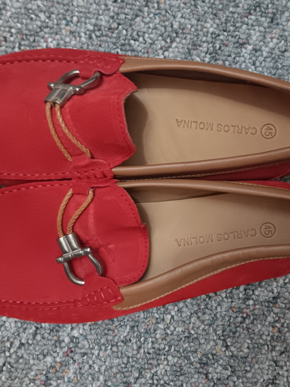 Carlos Santana Red Suede Bit Loafers